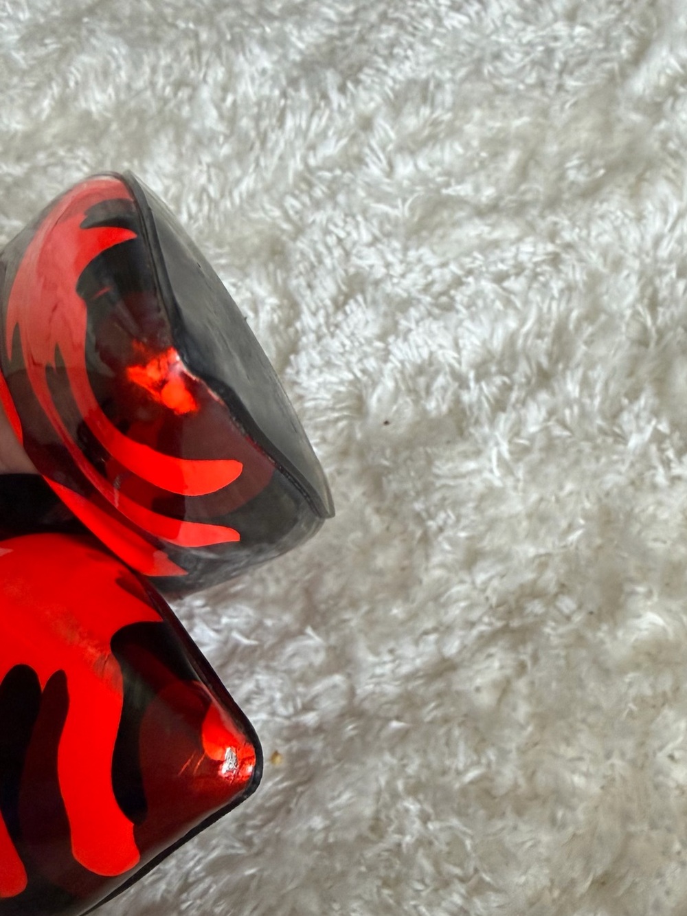 Steve Madden Red and Black Camouflage Patent Pointed-Toe Stiletto Heels - Picture 6 of 9